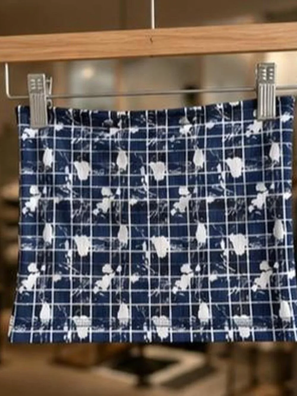 Navy Blue White Plaid Headscarf Bandana Hair Wrap Y2K Grunge Indie Sleaze